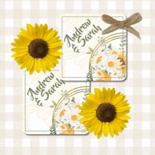 Dessous-de-verre Carré En Papier Tournesol floral aquarelle