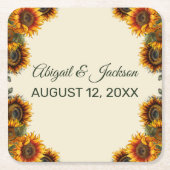 Dessous-de-verre Carré En Papier Tournesol Mariage Forêt Vert Russe (Devant)