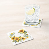 Dessous-de-verre Carré En Papier Tournesols d'or : Dessous de verre Mariages person (En situation)