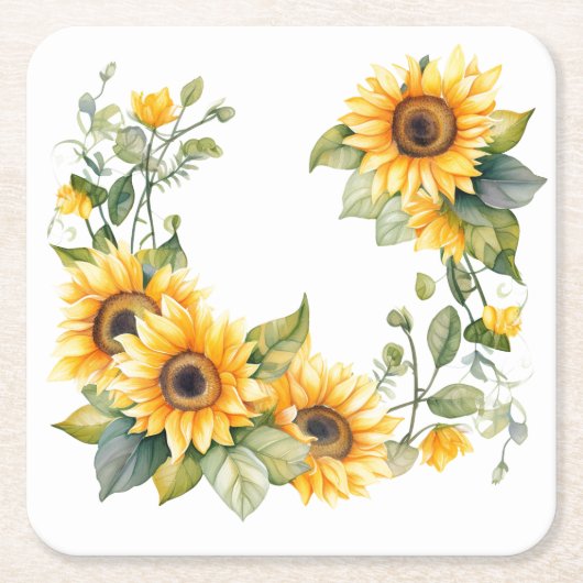 Dessous-de-verre Carré En Papier Tournesols d'or : Dessous de verre Mariages person (Devant)