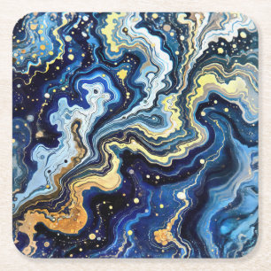 Dessous-de-verre Carré En Papier Tournoyants bleus et dorés 5
