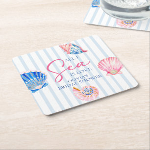 Dessous-de-verre Carré En Papier Tout ce que je vois est l'amour Coquillages Fête d