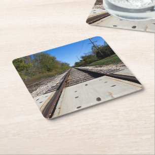 Dessous-de-verre Carré En Papier Traces ferroviaires - Photo