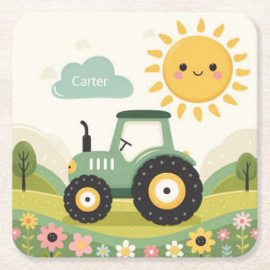 Dessous-de-verre Carré En Papier Tracteur/exploitation agricole personnalisé