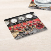 DESSOUS-DE-VERRE CARRÉ EN PAPIER TRAIN À VAPEUR (Incliné)