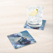 Dessous-de-verre Carré En Papier Train à vapeur (En situation)