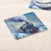 Dessous-de-verre Carré En Papier Train à vapeur (Incliné)