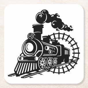 Dessous-de-verre Carré En Papier Train à vapeur Vintage très Cool Locomotive