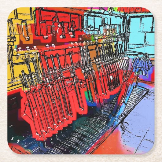 DESSOUS-DE-VERRE CARRÉ EN PAPIER TRAIN STATIONS (Devant)