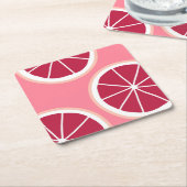 Dessous-de-verre Carré En Papier Tranches de pamplemousse rose (Incliné)