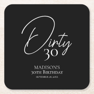 Dessous-de-verre Carré En Papier Trente-trente-troisième anniversaire noir et blanc