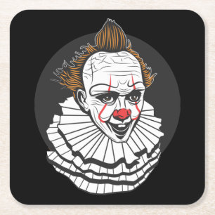 Dessous-de-verre Carré En Papier Très amusant Clown Déplaisant