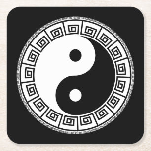 Dessous-de-verre Carré En Papier Très amusant Yin et Yang
