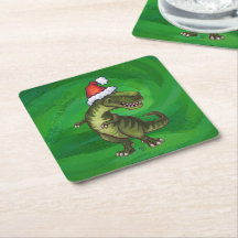 TRex à Santa Hat sur Green