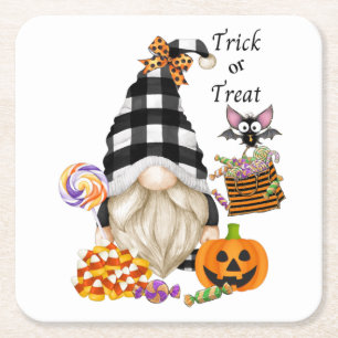 Dessous-de-verre Carré En Papier Trick or Treat Halloween Gnome