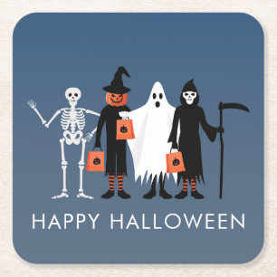 Dessous-de-verre Carré En Papier Trick or Treaters Halloween