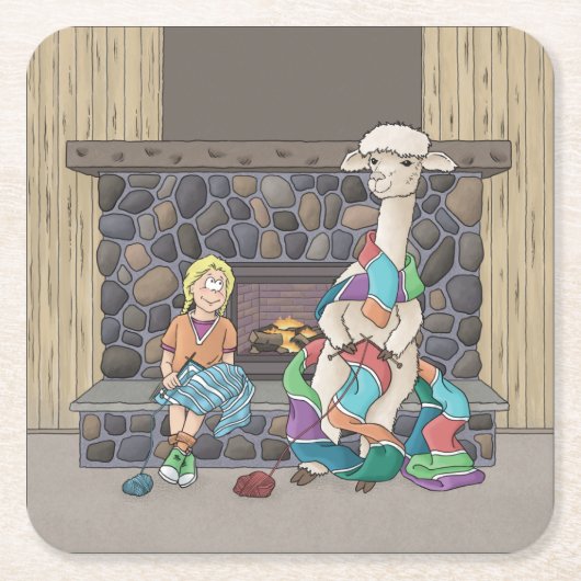 Dessous-de-verre Carré En Papier Tricot Alpaca (Devant)