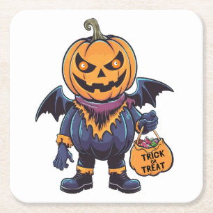 Dessous-de-verre Carré En Papier Tricoter ou traiter Joyeux Halloween