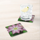 Dessous-de-verre Carré En Papier Trio de Clematis Pink and White Spring Vine (En situation)