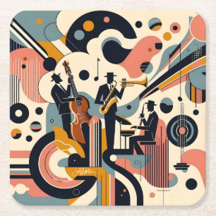 Dessous-de-verre Carré En Papier Trio Psychedelique de l'Ère du Jazz du Milieu du S