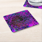 Dessous-de-verre Carré En Papier Trippy Black et Magenta Retro Liquid Swirl (Incliné)