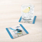 Dessous-de-verre Carré En Papier Troglodyte à dos bleu Watercolour Bébé Bleu Austra (En situation)