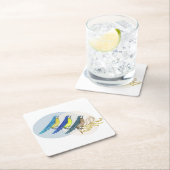 Dessous-de-verre Carré En Papier Trois oiseaux (En situation)