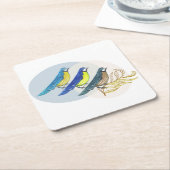 Dessous-de-verre Carré En Papier Trois oiseaux (Incliné)