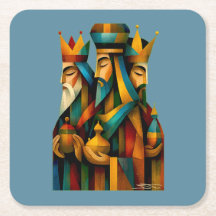Trois Sages Hommes Art de Nativité Abstrait 