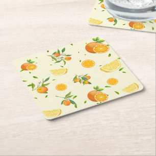 Dessous-de-verre Carré En Papier Tropical Citrus SUMMER Orange lemon Slice