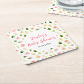 Dessous-de-verre Carré En Papier Tropical Jungle Floral Baby Shower (Incliné)