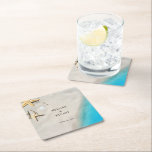 Dessous-de-verre Carré En Papier Tropical ocean sand starfish summer beach wedding<br><div class="desc">Tropical ocean sand and starfish summer beach wedding paper coasters.
Add your own names and date to personalize it.</div>