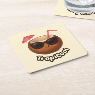 Dessous-de-verre Carré En Papier TropiCool Coconut - Dessous de verre de papier d'é