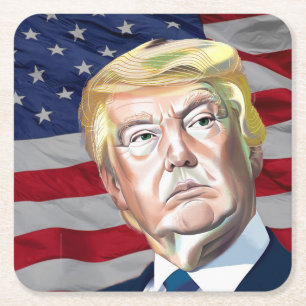 Dessous-de-verre Carré En Papier Trump 45e Président des États-Unis - Don