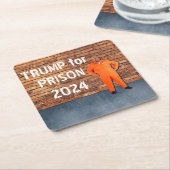Dessous-de-verre Carré En Papier Trump pour la prison 2024 (Incliné)