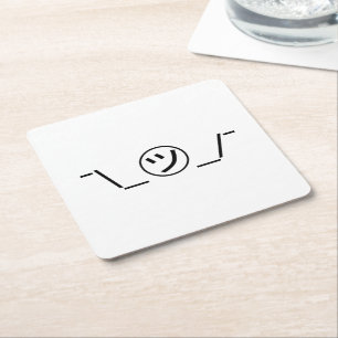 Dessous-de-verre Carré En Papier Tsu Kana Shrug Emoticon -\_ ㋡_/+Japonais Kaomoji