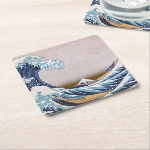 Dessous-de-verre Carré En Papier Tsunami Grande Vague au large de Kanagawa Japon pa