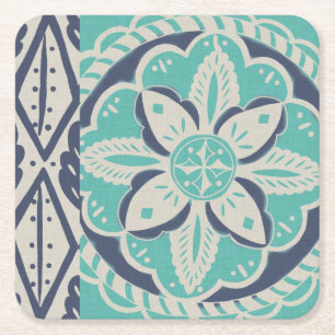 Dessous-de-verre Carré En Papier Tuile bleue Batik IV