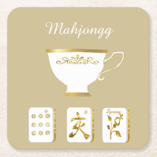 Dessous-de-verre Carré En Papier Tuiles de Mahjong et Dessous de Verre en Papier po