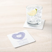 Dessous-de-verre Carré En Papier Tulip wreath ink dessin monogramme bleu mariage (En situation)