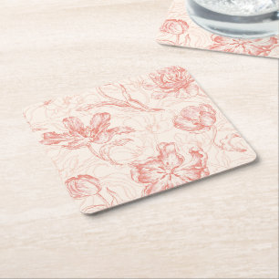 Dessous-de-verre Carré En Papier Tulipe vintage motif floral