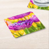 Dessous-de-verre Carré En Papier Tulipes Enchantant rose foncé (Incliné)