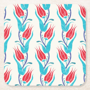Dessous-de-verre Carré En Papier Tulipes Turques : Motif Traditionnel Sans Couture.