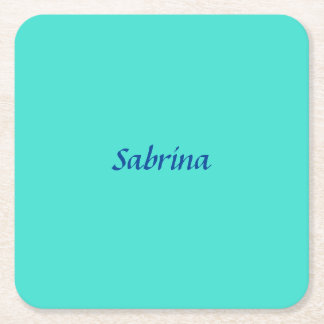 Dessous-de-verre Carré En Papier Turquoise Bleu Professionnel Moderne Nom élégant