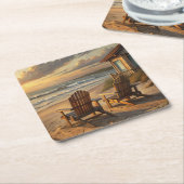 Dessous-de-verre Carré En Papier Two Chairs on a Beach (Incliné)