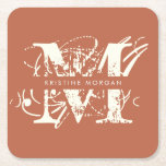 Dessous-de-verre Carré En Papier Typographie chic nom de monogramme en terre cuite<br><div class="desc">Typographie chic nom de monogramme en terre cuite</div>