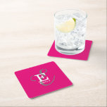 Dessous-de-verre Carré En Papier Typographie Monogramme Élégante Personnalisée Rose<br><div class="desc">Il s'agit de vous avec ce beau dessous de verre en papier. Il a une élégante représentation stylisée de votre nom et monogramme avec sérifs classiques et une typographie de script plus ornée dans une symétrie équilibrée. Les trois éléments se fondent dans une harmonie sophistiquée et créent votre propre logo...</div>