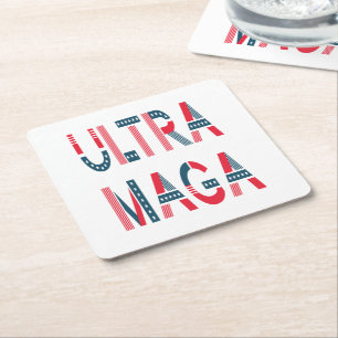 Dessous-de-verre Carré En Papier Ultra MAGA Trump Patriotique Républicain Conservat