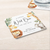 Dessous-de-verre Carré En Papier Un Baby shower Safari Un Peu Sauvage (Incliné)