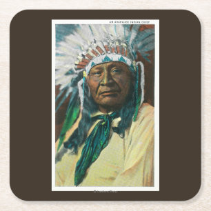 Dessous-de-verre Carré En Papier Un chef indien PortraitColorado d'Arapahoe